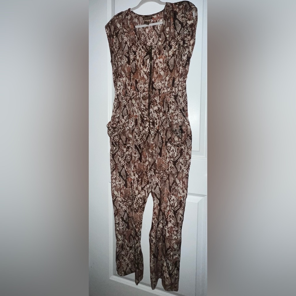 Miss Tina Brown Python Print Jumpsuit Relaxed Fit